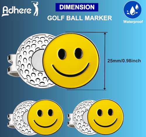 Adhere Golf Ball Markers Personlized Double Side Cute cat Logo Enamel with A Magnetic Hat Clips,A Premium Golf Gifts. - color: L-Smile with hat clip 3pcs