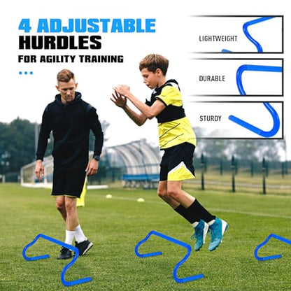 KUTIZE Agility Training Equipment, Soccer Training Equipment, Agility Speed Training Set for Kid Youth Adult, 20FT Agility Ladder, 4 Hurdles,12 Soccer Cones, Jump Rope, Running Parachute, Drill Charts