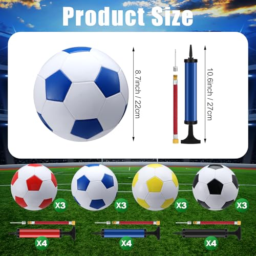 Leyndo Deflated Soccer Balls Size 5 Bulk with Pumps Deflated Soccer Balls with Pump Needles Set Christmas Operation Gifts for Adults Donation Charity Train Practice Game - color: Black, Red, Blue