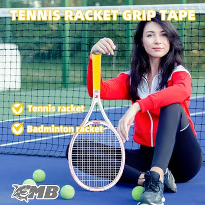 Tennis Racket Grip Tape 3 Pack, Racket Grips Soft Racquet Overgrips for Tennis, Pickleball and Badminton - Anti-Slip and Absorbent Tennis Grip Tape Set - color: Yellow