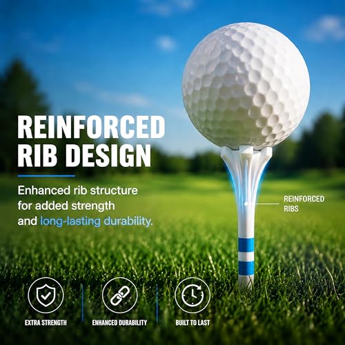 CHAMPKEY Professional 170 Pack 5-Prong Plastic Golf Tees 3 Sizes Assorted Pack - 100 Pcs 3-1/4" with 40 Pcs 2-3/4" and 30Pcs 1-1/2" Golf Tees Plastic