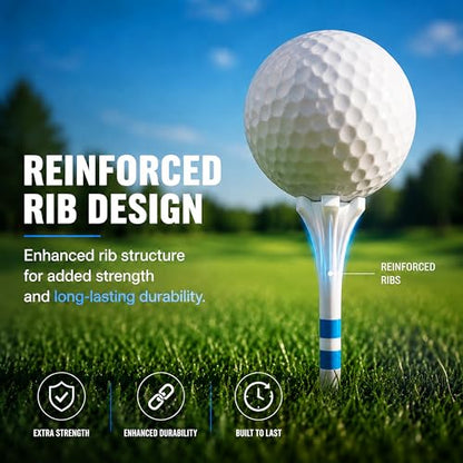 CHAMPKEY Professional 170 Pack 5-Prong Plastic Golf Tees 3 Sizes Assorted Pack - 100 Pcs 3-1/4" with 40 Pcs 2-3/4" and 30Pcs 1-1/2" Golf Tees Plastic
