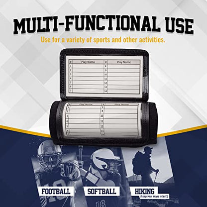 GSM Brands Quarterback (QB) Play Wristband - Youth Size - Pro Football Armband Playbook - 20 Pack (Black)