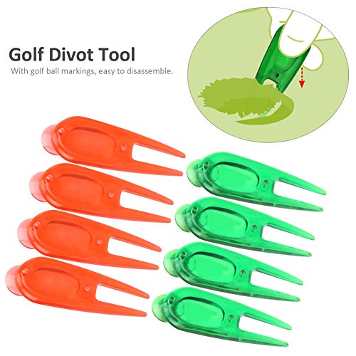 Green Repair Fork, Ball Marker Tool with 4 Red and 4 Green Markers for Divot Fixing