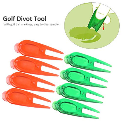 Green Repair Fork, Ball Marker Tool with 4 Red and 4 Green Markers for Divot Fixing