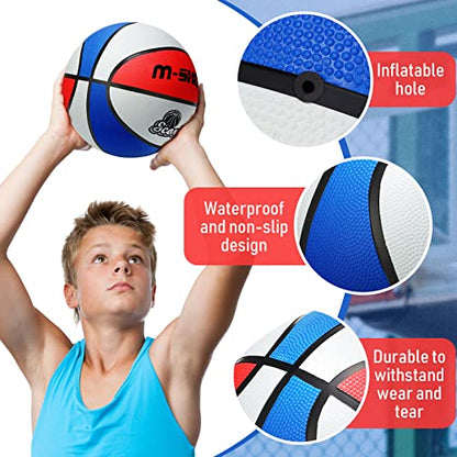 Wettarn 6 Pcs Size 5 Basketballs Bulk Christian Charity Donation Supplies 27.5 Inch Basketball with Pump Xmas Gifts for Games Training - color: Blue, White, Red, style: Stylish