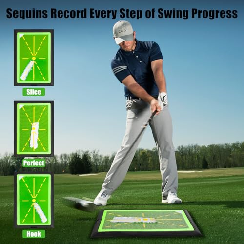Golf Swing Training Mat,Golf Hitting Mat Outdoor Indoor with Path Feedback,Golf Swing Tracker Mats for Beginners,Men,Women