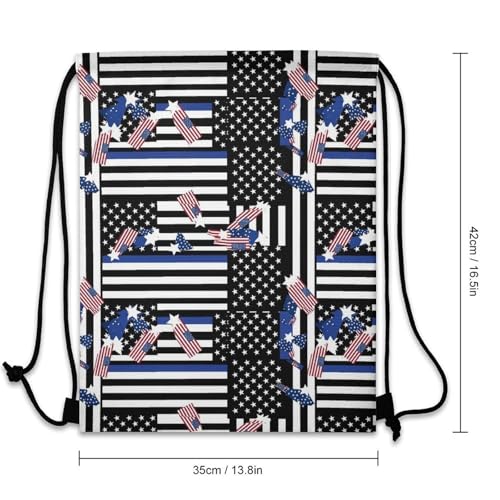 Swim Drawstring Bag Waterproof Sports Backpack for Beach Gym Training Gear Storage Lightweight Unisex Sackpack, Us American Thin Blue Line Flag Bags - color: Picture (375)