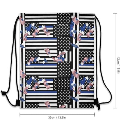 Swim Drawstring Bag Waterproof Sports Backpack for Beach Gym Training Gear Storage Lightweight Unisex Sackpack, Us American Thin Blue Line Flag Bags - color: Picture (375)