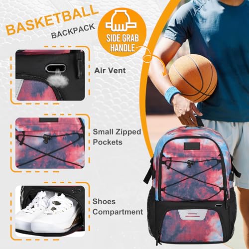 Goloni Soccer Backpack,Basketball Backpack with Ball Compartment & Shoe Compartment,Backpack for Basketball,Soccer - color: Red Tie Dye