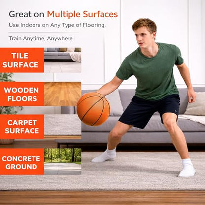 Silent Basketball Size 7(29.5"),Foam Indoor Basketball No Air Needed, Pro PU Foam ball with Grooved Grip,Solid Ball in Gift Box,High Rebound,Higher Quiet Basketball for Home Dribbling Practice
