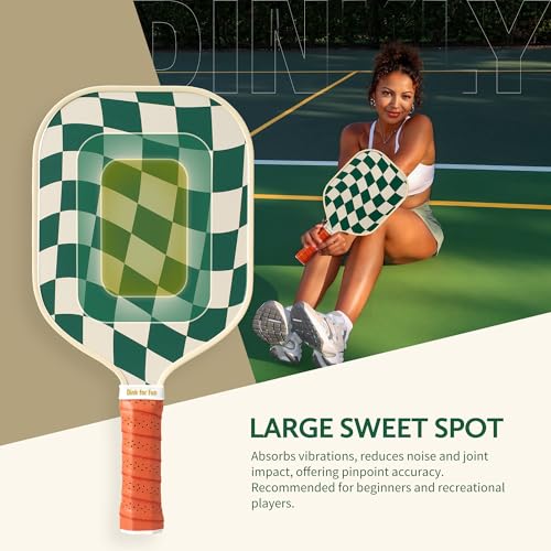 Pickleball Paddles Set of 2/4- USAPA Approved Graphite/Fiberglass Pickleball Racket, 2 Pickleball Rackets, 4 Balls and 1 Portable Carry Bag, Aesthetic Pickle Ball Set for Men Women Beginners - color: 4 Wave Check | Dark Green | Graphite