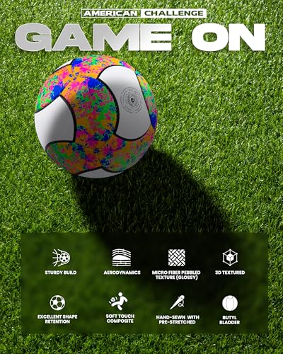 Carnaval 18 Panel Soccer Ball – Professional Training Soccer Ball for Grass Fields – Durable TPU Machine Stitched Soccer Balls – Sizes 3, 4 & 5 – Outdoor Practice & Match Play