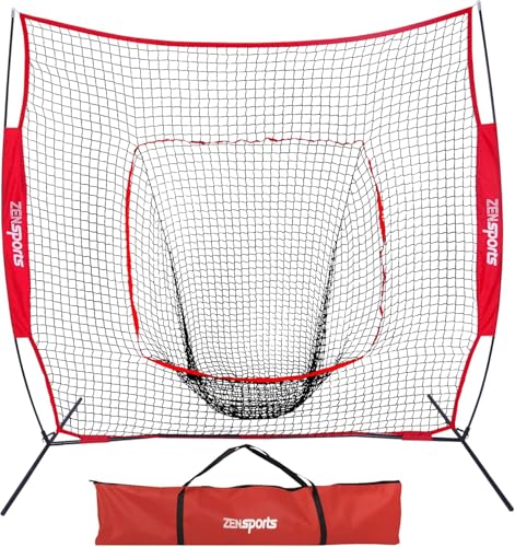 ZENY 5'x5' / 7'×7' Baseball Softball Practice Net Hitting Batting Catching Pitching Training Net with Carry Bag, Baseball Training Equipment - style: 7x7 ft