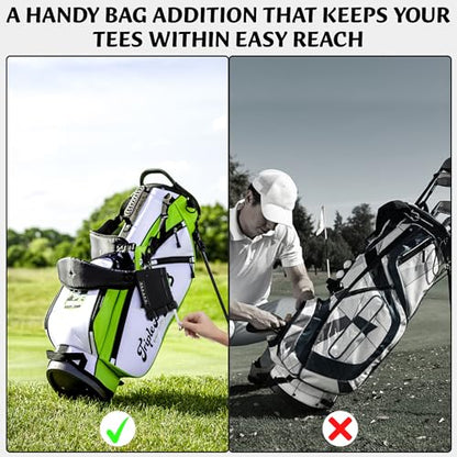 Teemags Golf Tee Holder – Black Clip-On Tee Caddy for Belt or Bag | Holds Up to 18 Tees | Durable & Lightweight Golf Accessory Made in The USA - color: Black