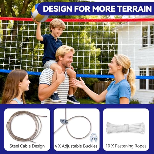 Portable Volleyball Net Set, Upgraded Weather Resistant Volleyball Training Net, Indoor Outdoor Volleyball Net for Backyard, Beach, Pool 31.50x3.28FT