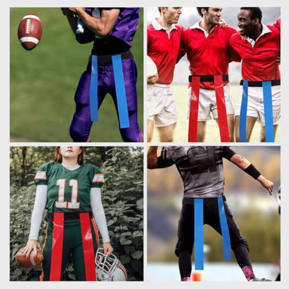 Homoyoyo Flag Football Waist Belt Set with Tear-away Rugby Flags Sturdy Hook and Loop Football Belt for Youth Games