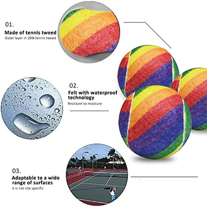 URBEST Tennis Ball 12 Packs Training Tennis Balls Practice Balls for Novice Player, Pet Dog Playing Balls with Mesh Carry Bag - color: Rainbow