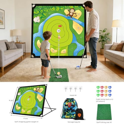 Golf Chipping Practice Game 52" x 52" Indoor Outdoor Games for Adult Kids and Family Golfer Training Set Without Club - style: Golf Set without Club