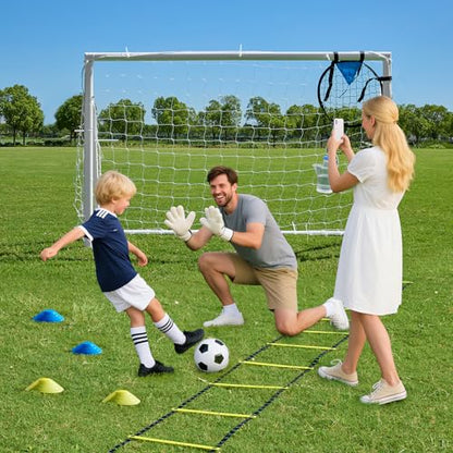 Soccer Goals for Backyard Soccer Goal 12x6 Big 10x6.5 8x6 6x4FT Soccer Goals for Youth Adults and Kids Large Metal 2" Goal Post with Agility Ladder and Target Net Soccer Cones Practice Equipment - style: 8×6 FT