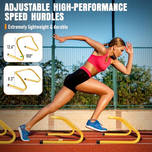 Agility Ladder & Soccer Goal Training Set, 20ft Speed Ladder with Cones, Hurdles, Jump Rope & Parachute, Plus 2 Pack Pop Up Kids Soccer Goals with Ball & Cones for Backyard Sports Practice