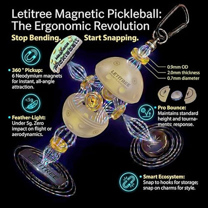 4-in-1 Magnetic Pickleball Kit (Family League Edition) ｜ No-Bend Pickup · Swing Weight Tuning · Fence Storage · Backpack Charms ｜ Gift for Pranks, Viral Videos, Birthdays & Lazy Days