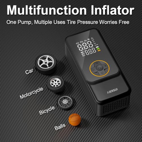 Portable Air Compressor with 6000mAh Battery and 12V DC - Tire Inflator Pump, 150PSI Rapid Inflation, Suitable for Cars, Bicycles, Motorcycles, and Ball Sports - Makes a Great Gift