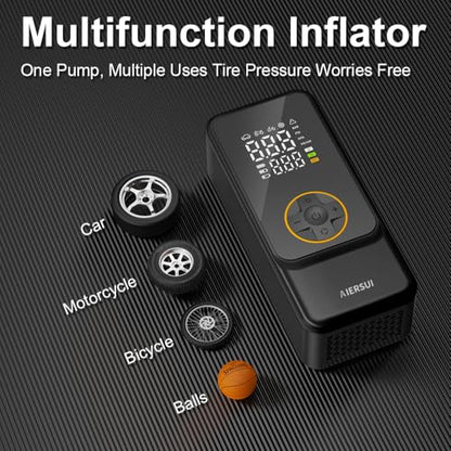 Portable Air Compressor with 6000mAh Battery and 12V DC - Tire Inflator Pump, 150PSI Rapid Inflation, Suitable for Cars, Bicycles, Motorcycles, and Ball Sports - Makes a Great Gift