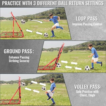 Storgem Baseball Softball Rebounder Net, Pitch Back Rebound Net,Soccer Rebound Net, Fielding Rebounder,Double Sided Adjustable Multi-Sports Pitching Rebound Net for Throwing Practice - style: 33 x 33in-Red