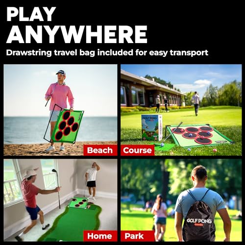Golf Pong Versus Edition, (2 Pack) Game Set, Jumbo Backyard Lawn Game, Portable Indoor/Outdoor Chipping Golf Gift for Men, Women & Family