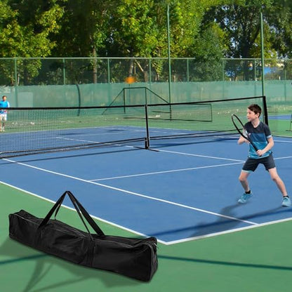 Tennis Net, Soccer Barrier, Practice Net, Compact Detachable Mesh, Portable 9.5kg Structure with Carry Bag 22ft Setup for Driveway Training, Family Backyard Indoor Matches - color: Black