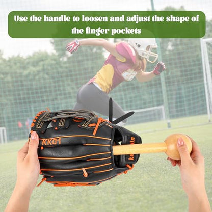 Sliner Set of 4 Baseball Hammer, Baseball Softball Glove Break in Mallet, Wood Mallets with 2 Pcs Glover Lock for Pocket Shaping Finger Loosening Faster Glove Conditioning, 12 Inch