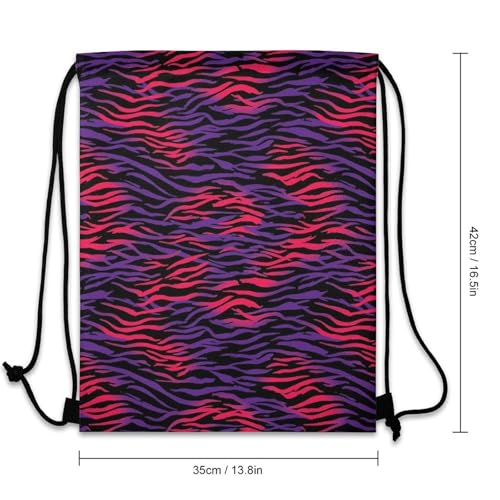 Sports Drawstring Sackpack Lightweight Backpack Waterproof for Training Gym Yoga Beach Men Women String Bag, Tiger Print Clipart Wall Bags - color: Picture (380)
