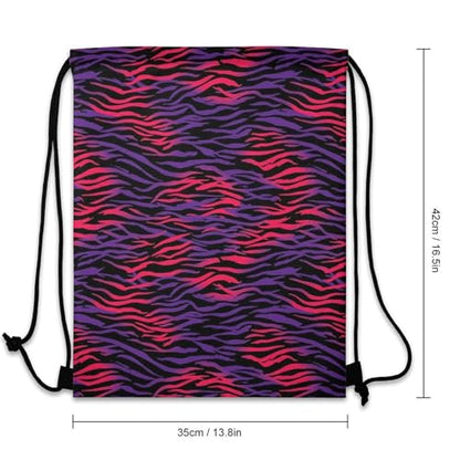 Sports Drawstring Sackpack Lightweight Backpack Waterproof for Training Gym Yoga Beach Men Women String Bag, Tiger Print Clipart Wall Bags - color: Picture (380)
