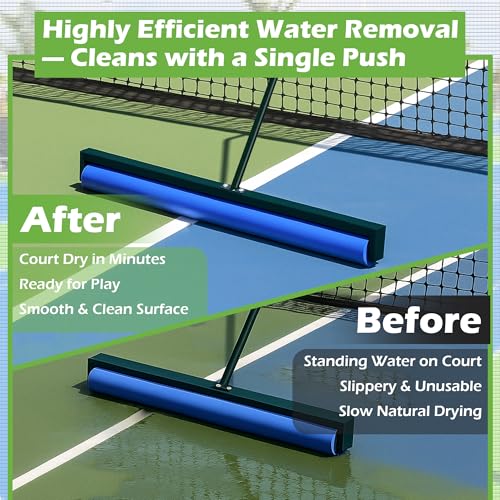 Tennis Court Squeegee, Foam Tennis Sponge Roller 38'', Lightweight Quick Clearing Tools for Tennis Basketball Sports Court, Green - color: Green