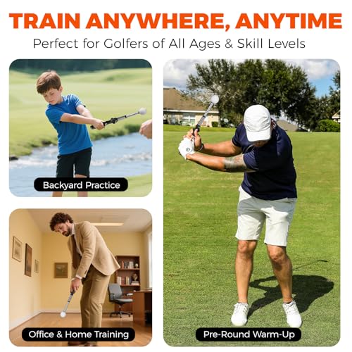 Golf Grip Trainer for Right-Handed Golfers, Golf Swing Training Aid for Proper Hand Position, Grip Pressure, Tempo & Muscle Memory, Indoor Practice & Warm Up, Golf Gifts for Men - size: Golf Retractable Swing Trainer