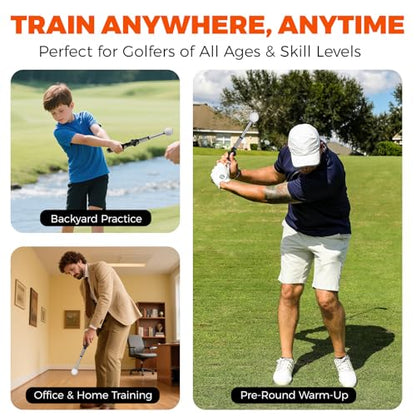 Golf Grip Trainer for Right-Handed Golfers, Golf Swing Training Aid for Proper Hand Position, Grip Pressure, Tempo & Muscle Memory, Indoor Practice & Warm Up, Golf Gifts for Men - size: Golf Retractable Swing Trainer