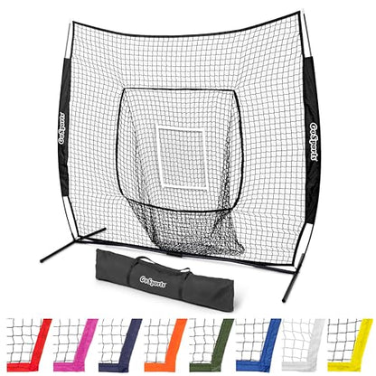 GoSports 7 x 7 ft Baseball & Softball Nets - Available in Team Colors - Batting & Pitching Net with Strike Zone - color: Black