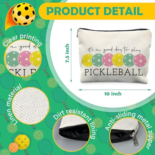 Pickleball Gifts for Women, Pickleball Makeup Bag Cosmetic Pouch, Pickleball Accessories Women - color: Colorful Pickleball