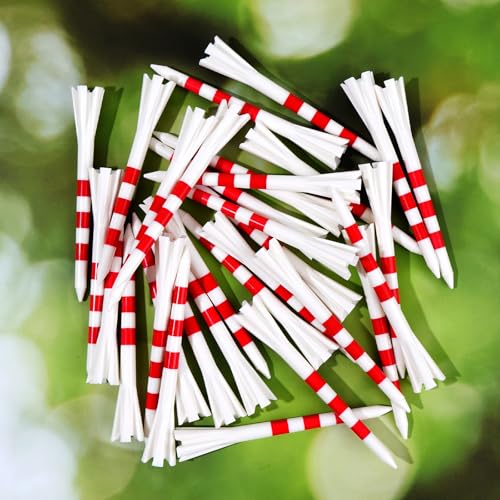 Premium 5 Prongs Plastic Golf Tees 30 Pack 3-1/4" Plastic Golf Tees Low Friction and Resistance Golf Plastic Tees - color: Red