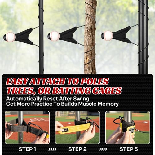 JASCOPRO Baseball Batting Swing Trainer, Portable Hitting Trainer with Auto-Reset & Adjustable Ball Height, Solo Baseball Swing Practice Equipment for Youth,Adults, Easy Setup No Tools Needed