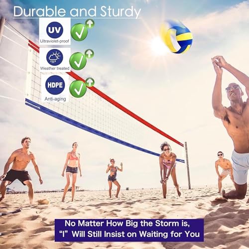 Professional Volleyball Net Outdoor Heavy Duty with Aircraft Steel Cable, Upgraded Weather Resistance, Tear-Resistant Frame, 32x3FT Portable Volleyball Net for Indoor Outdoor Sports