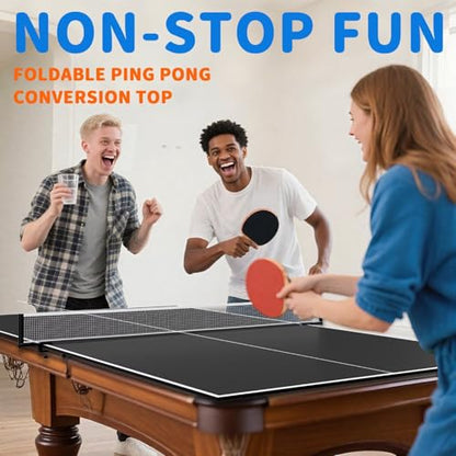 Ping Pong Table Topper for Pool Table, 8X4 FT Foldable Table Tennis Table Conversion Top with Net & Premium Foam Padding - Perfect for Family Game Rooms - color: Black