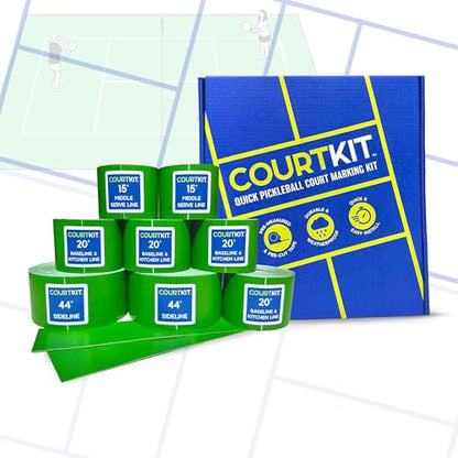 Pickleball Court Marking Kit – Pre-Measured, Pre-Cut, Ready-to-Apply Pickleball Court Tape for Indoor & Outdoor, Waterproof, Easy Setup, No Residue, Portable, Line Kit, Floor Markers