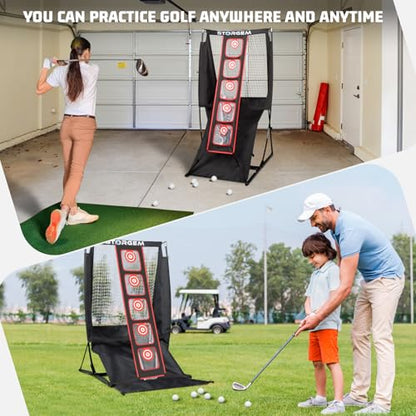 Storgem Golf Net, Golf Chipping Net,Target Training Chip Aids for Precision & Distance,with 5 Distinct Target Heights Challenge and Automatic Ball Return,Improve Your Short Game
