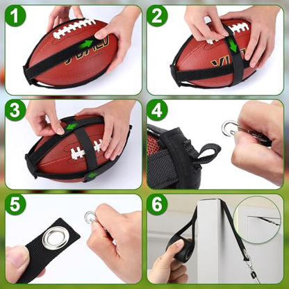 TOBWOLF American Football Throw Trainer, Youth Football Practice Equipment Improve Throwing & Catching, Pass Back Trainer Football Net Indoors/Outdoors Fit Official Size