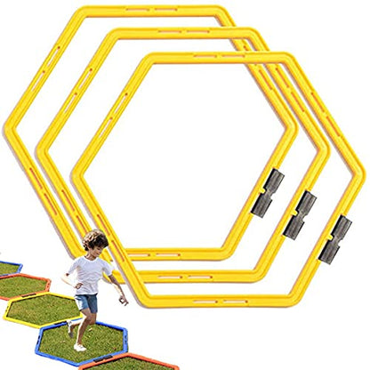 Hexagon Agility Ring Training Circle Ring Speed Agility Ladder Physical Training Ring Football Footwork Trainer Hurdles Agility Ladder Fitness Equipment Multicolor Training Ring 3Pcs