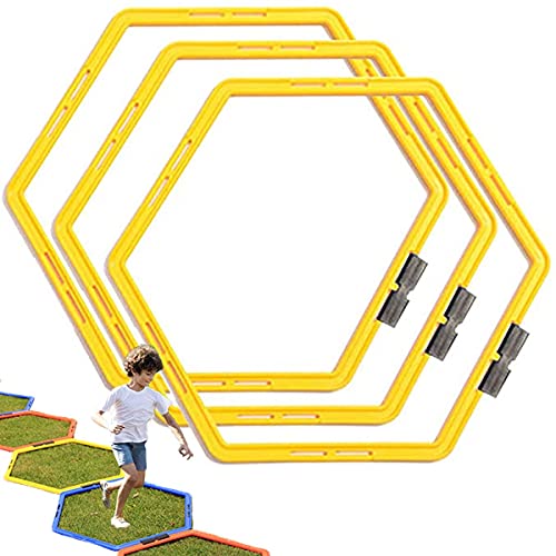 Hexagon Agility Ring Training Circle Ring Speed Agility Ladder Physical Training Ring Football Footwork Trainer Hurdles Agility Ladder Fitness Equipment Multicolor Training Ring 3Pcs