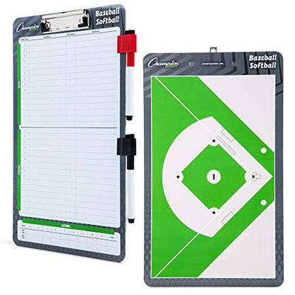 Champion Sports Large & XL Dry Erase Board For Coaching - Whiteboards for Strategizing, Techniques, Plays - 2-Sided Boards with Front Side Full Field - Backside Half Field and Lineup - color: Baseball/Softball, style: Standard Coaches Board