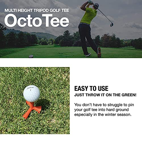OctoTee, unisex-adult Flexible Tripod Colorful Rubber Golf Tee with Multi Height, Pack of 2